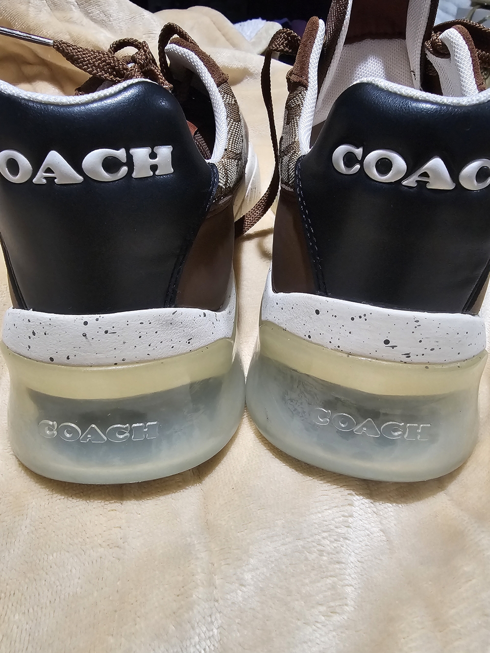 Coach Brown and Beige Signature Logo Men’s Athletic Sneakers - Picture 7 of 11